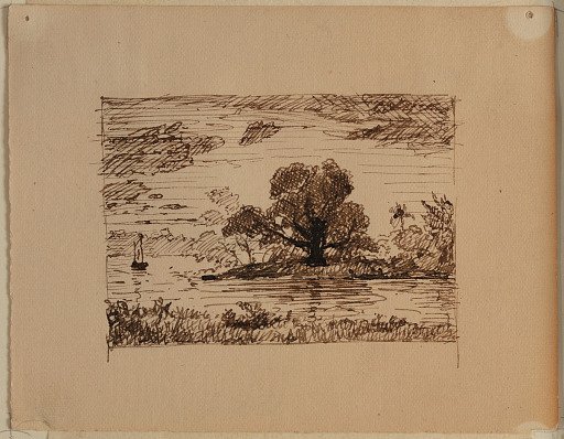 Imaginary River Landscape with a Boat