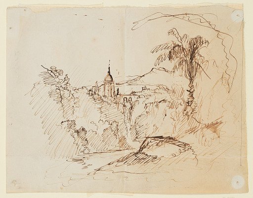 Imaginary Landscape with a Tower and Palm Tree