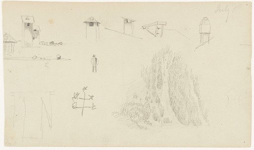 Mixed Sketches with Chimneys and Waterfall, Berchtesgaden, Germany
