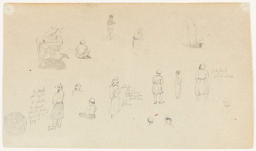 Figure Sketches with a Donkey and Sailboat, Beirut, Lebanon