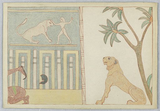 The Lion Felled by the Man, Illustration for Aesop's Fables