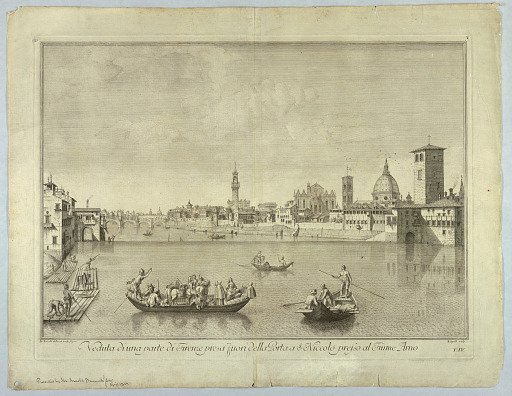 View of Florence with the Cathedral, S. Croce, Palazzo Vecchio, Plate 4 from "Scelta di XXIV Vedute delle principali contrade, piazze, chiese, e palazzi della Città di Firenze"