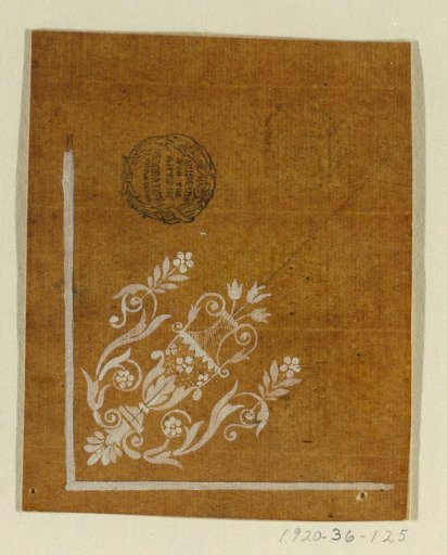 Design for a Woven or Embroidered Corner Motif of the "Fabrique de St. Ruf"