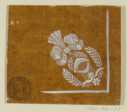 Design for a Woven or Embroidered Corner Motif of the "Fabrique de St. Ruf"
