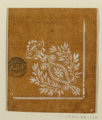 Design for an Embroidered or Woven Corner Motif of the "Fabrique de St. Ruf"
