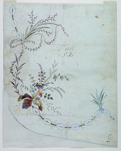 Design no. 1866 for the Embroidery of the Lower Front Part of an Overskirt of the "Fabrique de St. Ruf"