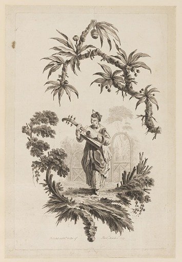 Figure Playing Musical Instrument Under Bough