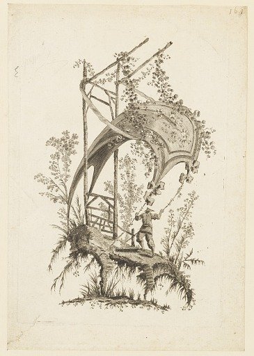 Figure Holding Two Corners of Tent, from "Recueil des Tentes Chinoises"