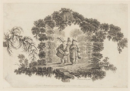 Three Figures Playing Musical Instruments, from "Recueil de Plusieurs Jeux d'Enfants Chinois"