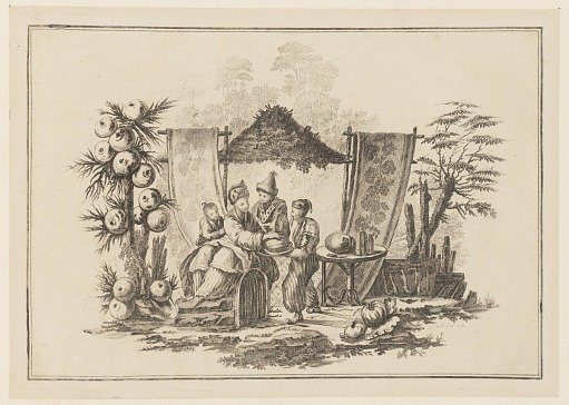 Figures with a Squash, from "Nouveau Cahier de Six Feuilles De Différents Sujets Chinois Historiés"