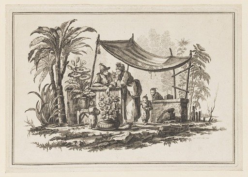 Figures with a Vase of Flowers, from "Nouveau Cahier de Six Feuilles De Différents Sujets Chinois Historiés"