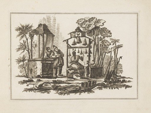 Figure Playing Bells, from "Nouveau Cahier de Six Feuilles De Différents Sujets Chinois Historiés"