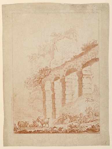 Goatherds in Landscape with Ruins