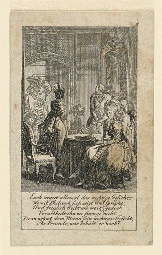 Pomposity, Illustration for "Königl: Grosbrit [anische] Genealogischer Kalender auf das 1780 Jahr Lauenberg bey J.G. Berenberg"