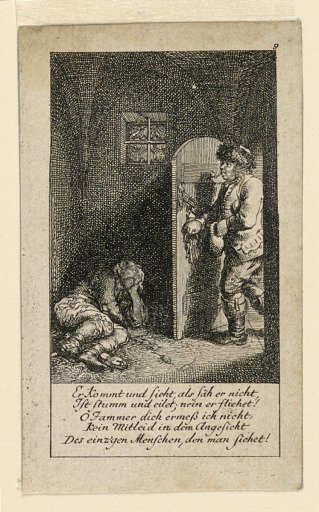 The Jailbird, Illustration for "Königl: Grosbrit [anische] Genealogischer Kalender auf das 1780 Jahr Lauenberg bey J.G. Berenberg"