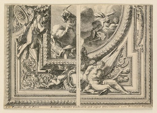 Sheet with Two Designs for Ceiling Decorations, from "Plafons à la Romaine"