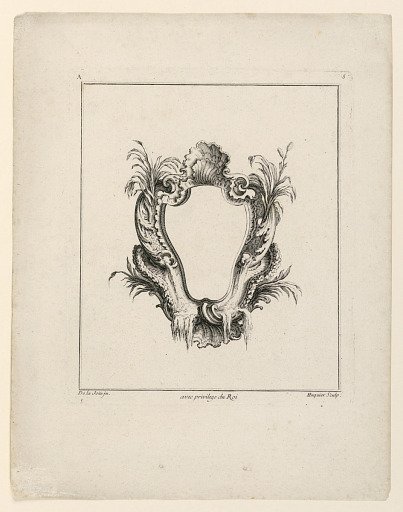Escutcheon, from "Recueil Nouveau de Differens Cartouche"