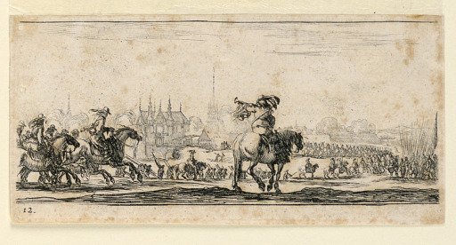 Plate 12, from "Desseins de Queleques Conduites de Troupes, Canons, et Ataques de Villes"