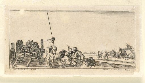 Plate 9, from "Desseins de Queleques Conduites de Troupes, Canons, et Ataques de Villes"