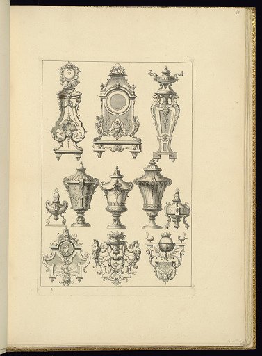 Ornamented Clock, Vase, and Console Designs