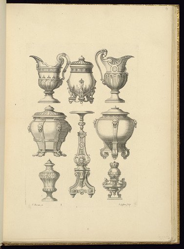 Ornamented Pitcher, Vase, and Gueridon Designs