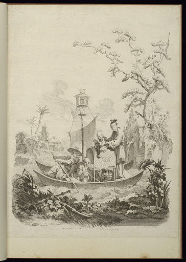 Family in a Boat with Two Hulls