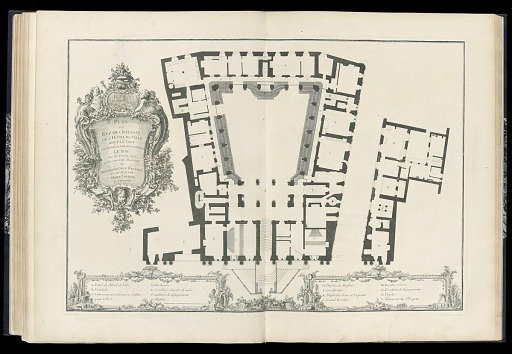 Plan du rez de chassée de l'Hôtel de Ville dont la cour étoit décorée en sallon ou s'est le bal le 28 Fevrier 1745.