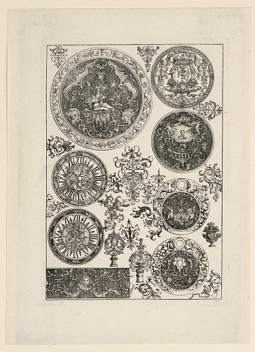 Designs for Tobacco and Powder Boxes, Watches, Seals, and other Goldsmith Ornaments, from the set "Neues sehr dienliches Goldschmids Büchlein"
