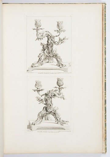 Girandolle à branche de porcelaine garnie d'or (Girandolle with Porcelain Branches Covered in Gold), plate 69, from Oeuvres de Juste-Aurèle Meissonnier (Works by Juste-Aurèle Meissonnier)