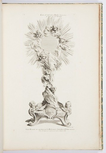Frontispiece, Soleil executé en argent pour les religieuses Carmelites de Poitiers en 1727, Livre d'Orfeverie d'Eglise, Treisieme Livre des Oeuvres de J. A. Messionnier (Silver Sun Made by the Carmelites of Poitiers in 1727)