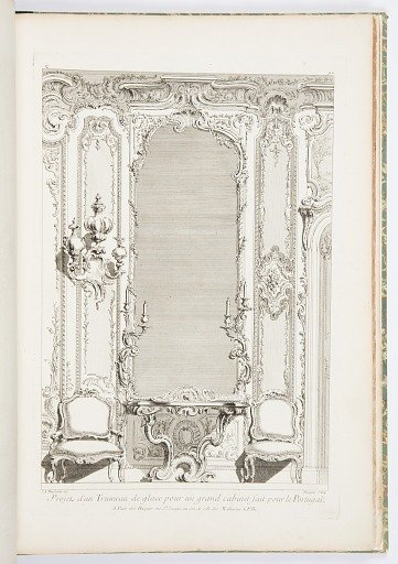 Plate 2, Projet d'un Trumeau de glace pour un grand cabinet fait pour le Portugal (Project for a Pier Glass for a Large Cabinet Made for Portugal), Oeuvre de Juste-Aurèle Meissonnier (Works of Juste-Aurèle Meissonnier)