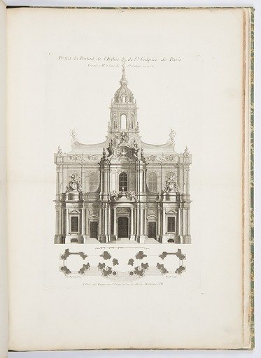 Projet du Portail de l'Eglise de St. Sulpice de Paris (Design for the Portal of the Church of St. Sulpice of Paris), plate 105, in Oeuvres de Juste-Aurèle Meissonnier (Works by Juste-Aurèle Meissonnier)