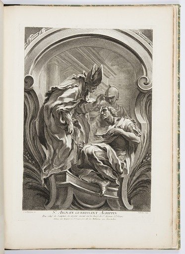 St. Aignan Guerissant Agrippin (St. Aignan Healing Agrippa), plate 110, in Oeuvres de Juste-Aurèle Meissonnier (Works by Juste-Aurèle Meissonnier)