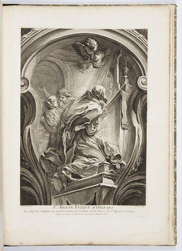 St. Aignan Evêque d'Orleans (St. Aignan Bishop of Orleans), plate 111, in Oeuvres de Juste-Aurèle Meissonnier (Works by Juste-Aurèle Meissonnier)