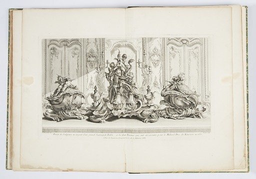 Projet de Sculpture en Argent d'un Grand Surtout de Table et les Deux Terrines...Executée pour Millord Kinston (sic) en 1735 (Design for Centerpiece and Two Tureens for the Duke of Kingston in 1735) plate 115 in Œuvre de Juste-Aurèle Meissonnier