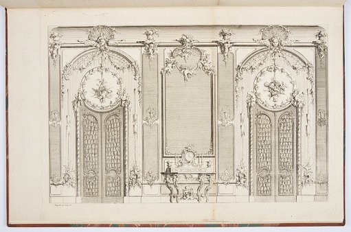 Elevation of an Interior with Central Mirror and Console Table