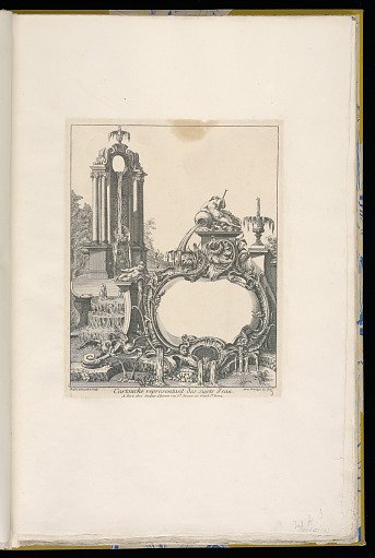 Cartouche representant des sujets d'eau.