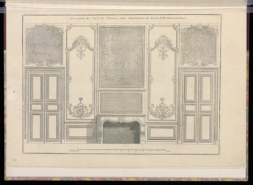 Decoration, du Côté de la Cheminée, d’une antichambre, du dessin de Mr. Le Roux Architecte