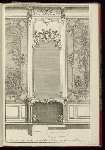 Decoration d'une Cheminée, pour une Salle ou Cabinet d'assemblée , tendu de tapisseries