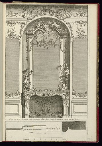 Chimneypiece Design with Decorated Panels, Suitable for a Gallery