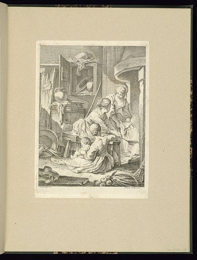 Interior Scene with Women and a Child