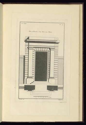 Plan et Elevation d'une Porte avec Pilastre