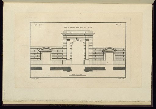 Plan et elevation d'une porte de jardin