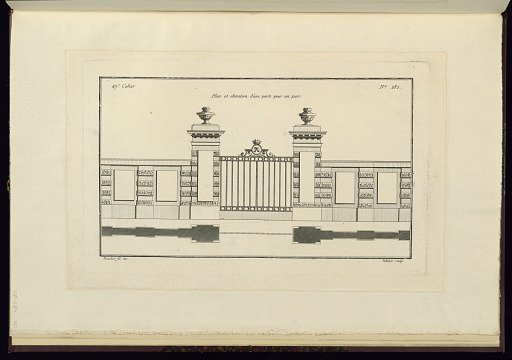 Plan et elevation d'une porte pour un parc