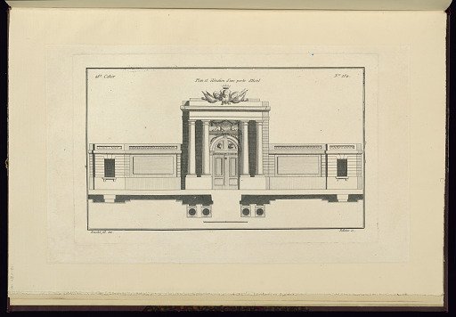 Plan et élévation d'une porte d'Hôtel