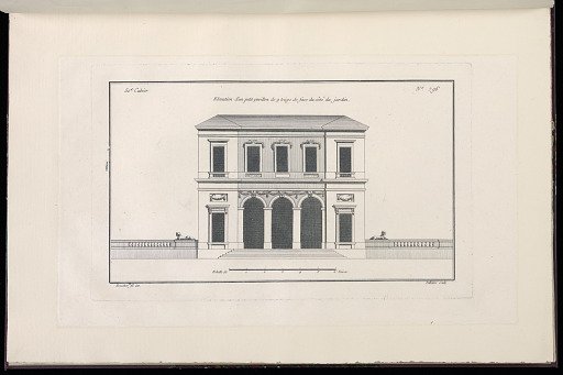 Elevation d'un petit pavillon de 9 toises de face du côté du jardin