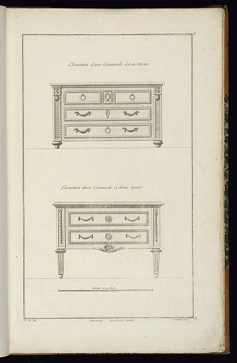 Elevation d'une Commode à trois tiroirs [et] Elevation d'une Commode à deux tiroirs