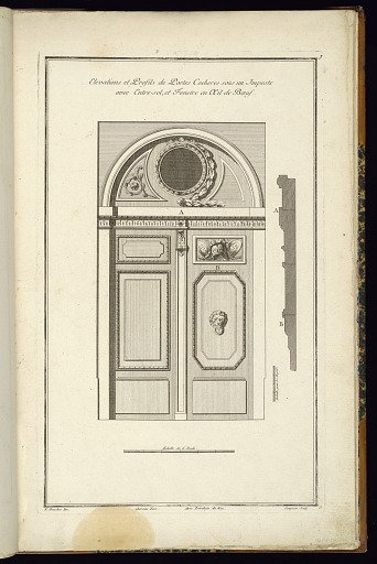 Elevations et Profils de Portes Cocheres sous un Imposte avec Entre-sol, et Fenetre en Oeil de Boeuf