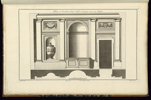 Plan et Elevation d'une Salle à manger avec un Buffet