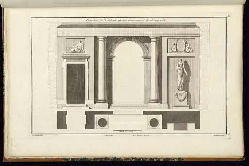 Elevation de Vestibule decoré diversement de chaque côté